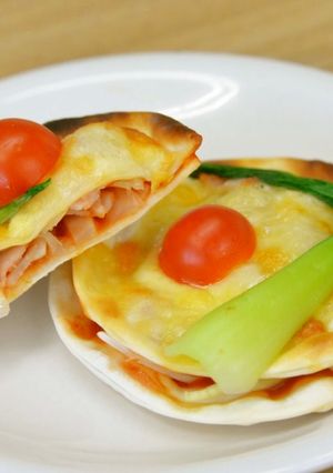 青梗菜入り餃子の皮ピザ　JAいるま野-レシピのメイン写真