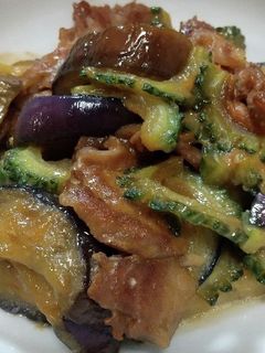 ゴーヤとなすの味噌炒め-レシピのメイン写真