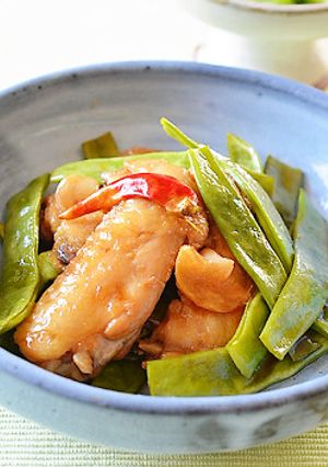 福島県産ジャンボいんげんと手羽先の甘辛煮-レシピのメイン写真