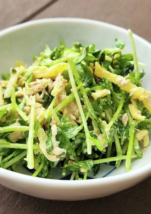 シャキシャキ豆苗と沢庵の簡単ツナサラダ-レシピのメイン写真