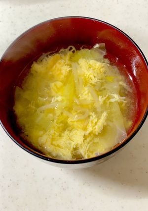 キャベツ もやし かきたま味噌汁^^-レシピのメイン写真