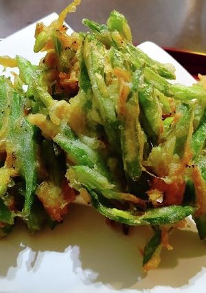 ささげ(ささぎ)と干しエビのミニかき揚げ-レシピのメイン写真