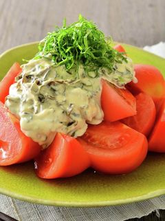 冷やしトマトの塩昆布クリームチーズソース-レシピのメイン写真