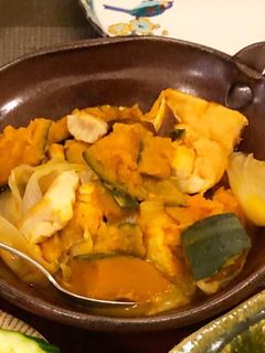 STAUB鍋で油揚げとカボチャの煮物-レシピのメイン写真