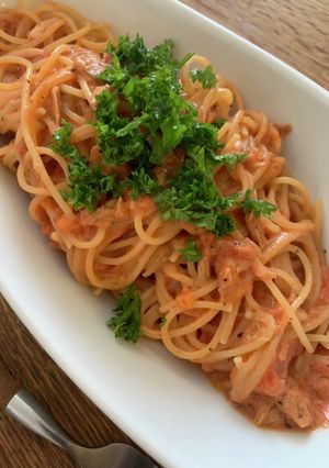 濃厚！トマトクリームチーズパスタ　腸活-レシピのメイン写真