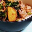 節約☆おさつ入り 塩豚丼(´ε` )