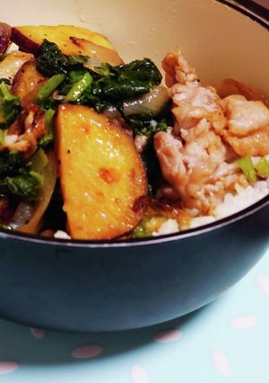 節約☆おさつ入り　塩豚丼(´ε｀ )-レシピのメイン写真