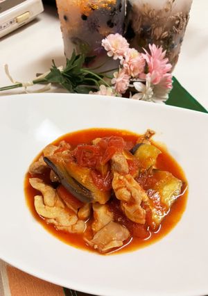 鶏肉とナスのトマト煮-レシピのメイン写真