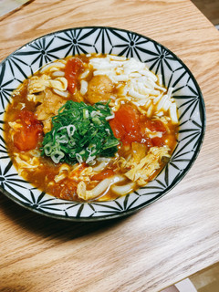トマトたまごカレーうどん-レシピのメイン写真