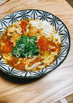 トマトたまごカレーうどん-レシピのメイン写真