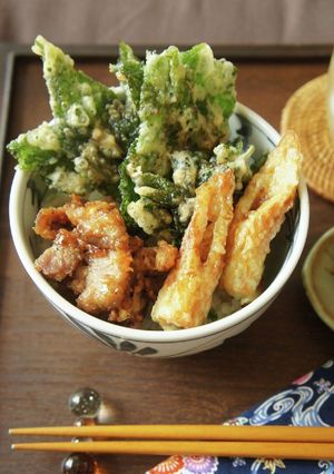 黒糖タレで＊モロヘイヤと豚肉の天丼-レシピのメイン写真