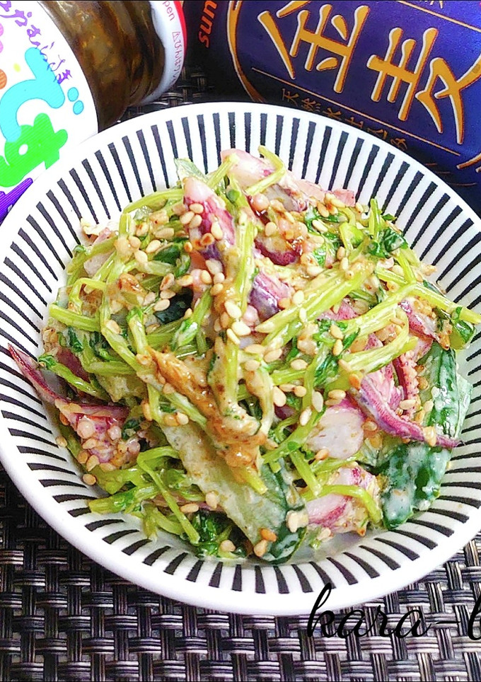 簡単おつまみ♪イカと豆苗の海苔マヨわさび-レシピのメイン写真