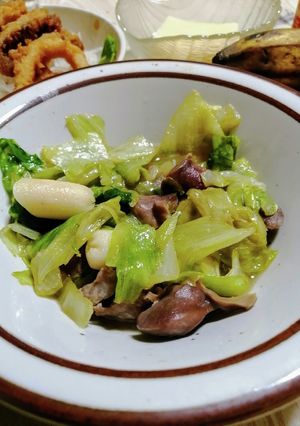 残り物炒め（砂ずり、レタス、チーかま）-レシピのメイン写真