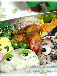 ガチャピン&ムック弁当:キャラ弁-レシピのメイン写真