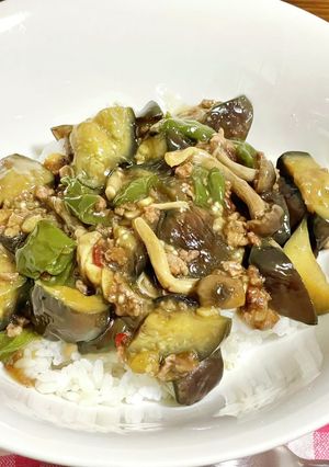 我が家の丼　スタミナなす丼-レシピのメイン写真