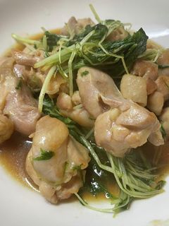 簡単!もも肉と水菜の炒め物-レシピのメイン写真