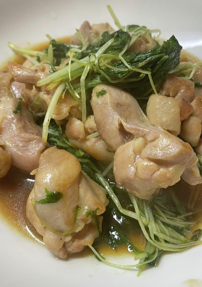 簡単！もも肉と水菜の炒め物-レシピのメイン写真