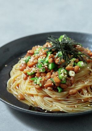納豆とオクラのぶっかけ豆そうめん-レシピのメイン写真