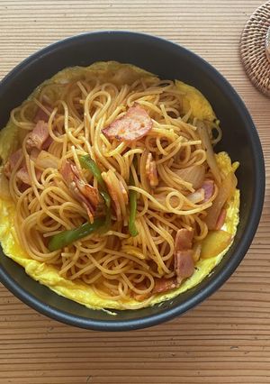 鉄板焼きナポリタン風パスタ おひとり様用-レシピのメイン写真