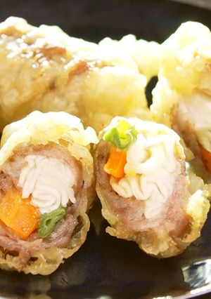 かんぴょうの豚肉巻き天ぷら【食遺産】-レシピのメイン写真