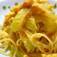 セロリの豆板醤ミルクパスタ