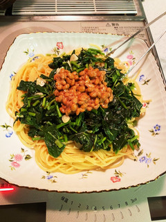モロヘイヤと納豆パスタ-レシピのメイン写真