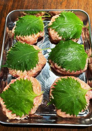 作り置き冷凍鷄豚ミンチ大葉乗せハンバーグ-レシピのメイン写真