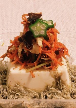 “冷奴人参かぼサラチキおかかとろろ昆布”-レシピのメイン写真