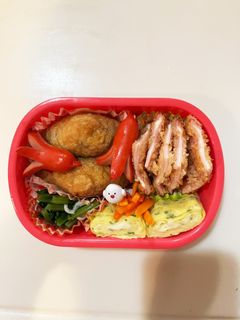 ハムカツとおいなりのお弁当☆小1-レシピのメイン写真