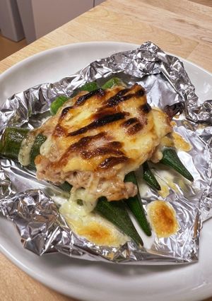茹で、乗せ、焼く！オクラのツナマヨチ焼き-レシピのメイン写真