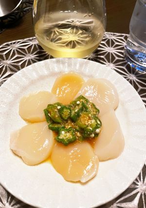 白ワインのお供に！ホタテの和風オクラ乗せ-レシピのメイン写真
