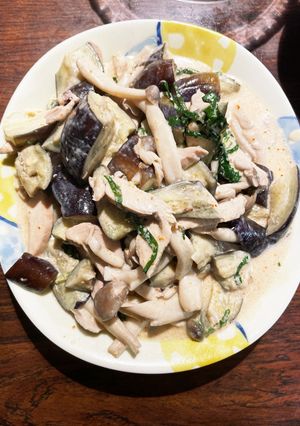 焼き茄子としめじ大葉チキンコチュマヨ和え-レシピのメイン写真