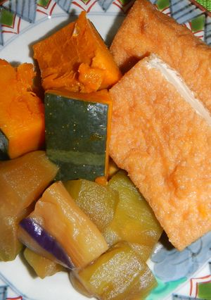 絹揚げ、茄子、カボチャの炊いたん-レシピのメイン写真