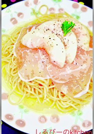 ゼンブヌードル!桃の冷たいスパゲティー-レシピのメイン写真