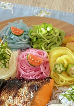 カラフルくるくる素麺-レシピのメイン写真