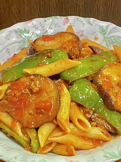 トマトソースで茄子とピーマンのペンネ-レシピのメイン写真