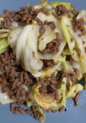食材2つ!キャベツとひき肉のピリ辛炒め-レシピのメイン写真