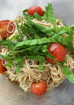 トマト大葉冷製和風ペペロンチーノそうめん-レシピのメイン写真