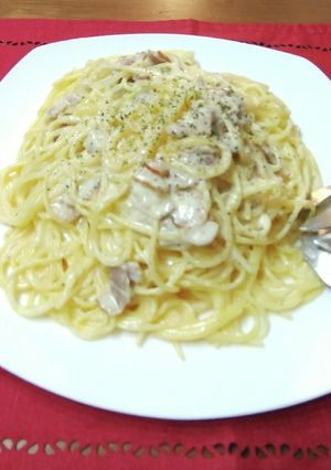 米粉パスタでカルボナーラ グルテンフリー-レシピのメイン写真