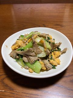 青梗菜とまいたけの卵炒め-レシピのメイン写真