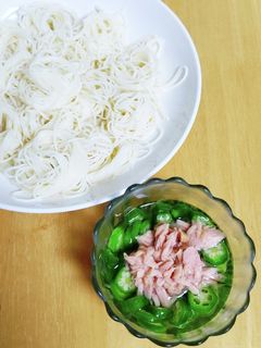 おくらとツナのそうめん-レシピのメイン写真