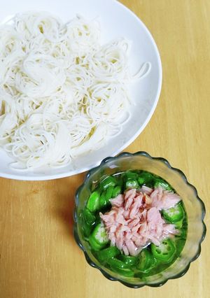 おくらとツナのそうめん-レシピのメイン写真