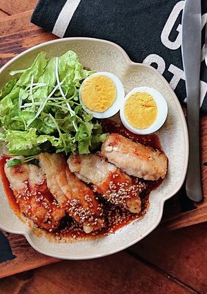 ガッツリ肉料理★鶏焼きピリ辛甘酢だれ-レシピのメイン写真