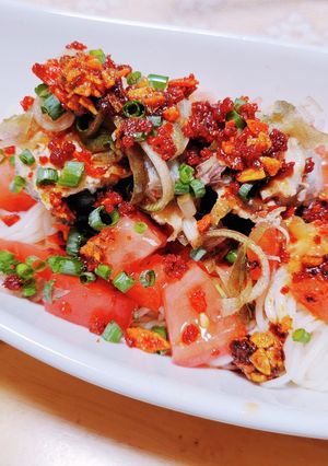 トマト鯖缶素麺(麺なら何でも美味しい!)-レシピのメイン写真