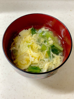 えのき 小松菜 かきたま味噌汁^^-レシピのメイン写真