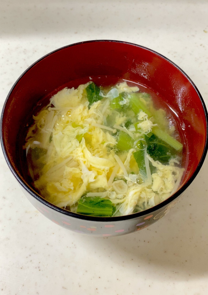 えのき 小松菜 かきたま味噌汁^^-レシピのメイン写真