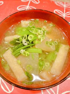 大根と小松菜と油揚げの味噌汁-レシピのメイン写真
