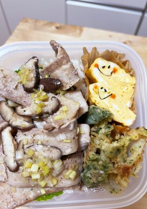 豚肉のネギ塩ダレ☆チクワの磯辺揚げ弁当-レシピのメイン写真