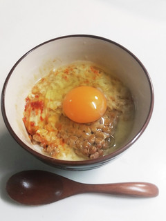 納豆キムチ卵のオートミール-レシピのメイン写真