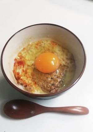 納豆キムチ卵のオートミール-レシピのメイン写真